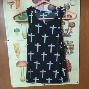 Charlotte russe Black and White Cross Tank Top